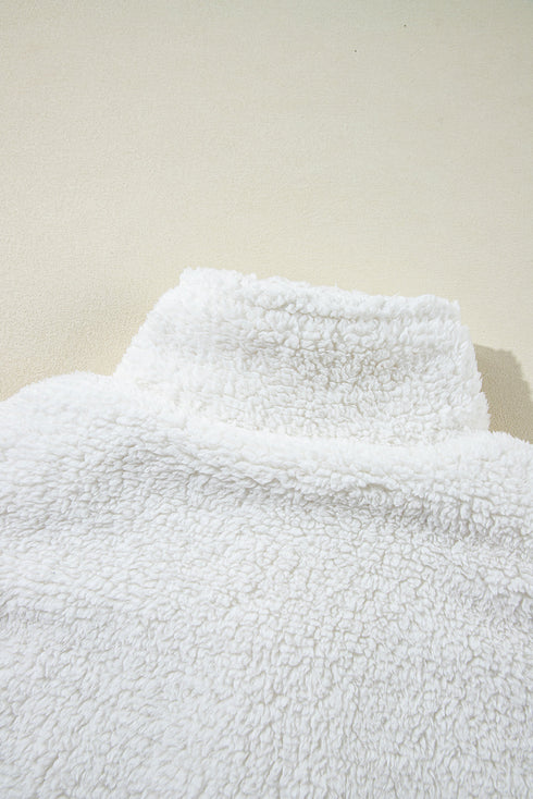 Faux Fur Fleece Button Front Pocketed Lapel Jacket