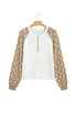 Polka Dot Button V Neck Long Sleeve Sweater
