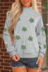 Sequin Tree Graphic Mock Neck Baggy Pullover Sweatshirt