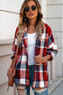 Casual Hooded Button Front Plaid Print Shacket