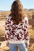 Cow Pattern Western Long Sleeve Round Neck Pullover Sweater