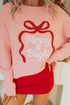 Drop Shoulder Round Neck Towel Embroidery Slogan Pullover Sweater