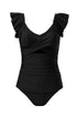 Ruffle Strap Cutout Wrapped Bodice Tankini Top