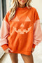 Pumpkin Face Graphic Plaid Pattern Sleeve Sweatshirt