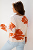 Abstract Botanical Print Boat Neck Knit Pullover Sweater