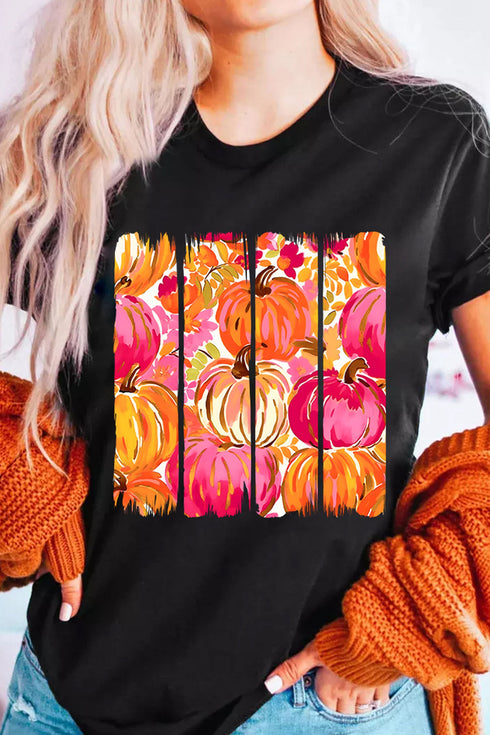 Pumpkin Print Graphic Relaxed Silhouette Statement Tee