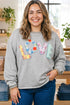 Letter Graphic Long Sleeve Patch Embroidery Tunic Top