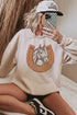 Good Luck Horse Graphic Oversized Western Pullover Sweatshirt