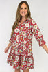 Floral Print Half Sleeve Short Shift Dress