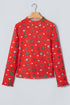 Playful Festive Element Print Sheer Mesh Top
