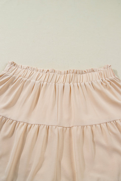 Bohemian Frilled Elastic Waist Lace Trim Ruffled Shorts