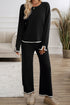 Relaxed Knit Split Hem Tipped Border Lounge Set