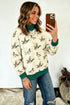 Mallard Duck Print Patchwork High Neck Sweatshirt