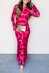 Floral Print Cuff Hem Serging Long Sleeve Sheath Maxi Dress