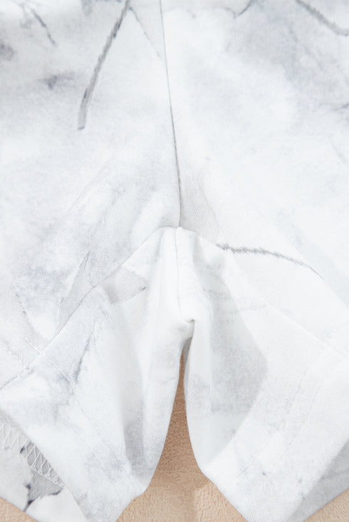 Abstract Camo Print Pullover Top And Casual Short Set