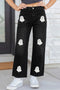 Sequin Ghost Patched Graphic Raw Hem Pants