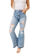 Distressed High Waisted Denim Southern Belle Flare Jeans