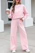 Striped Trim Mock Neck Pullover Drawstring Pants Outfit Pant Set