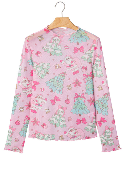 Abstract Print Stand Neck Slim Fit Long Sleeve Top
