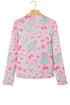 Abstract Print Stand Neck Slim Fit Long Sleeve Top