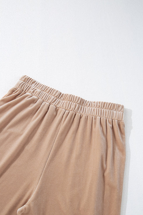 Plush Velvet Zipped Top And Jogger Pant Set