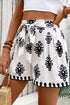 Bohemian Paisley Geometric Print Belted High Waist Casual Shorts