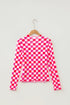 Plaid Checkered Sheer Mesh Long Sleeve Layering Top