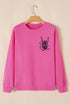 Skeleton Hand Bone Motif Graphic Art Sweatshirt