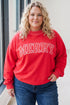Polka Dot Patchwork Letter Applique Mock Neck Sweatshirt