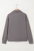 Waffle Textured Collar Half Zip Pocketed Drop Shoulder Sweatshirt