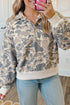 Polyester Elastane Camouflage Print Collar Pullover Sweatshirt