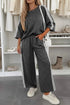 Leopard Print Varsity Striped Three Quarter Sleeve Top Shift Pant Set
