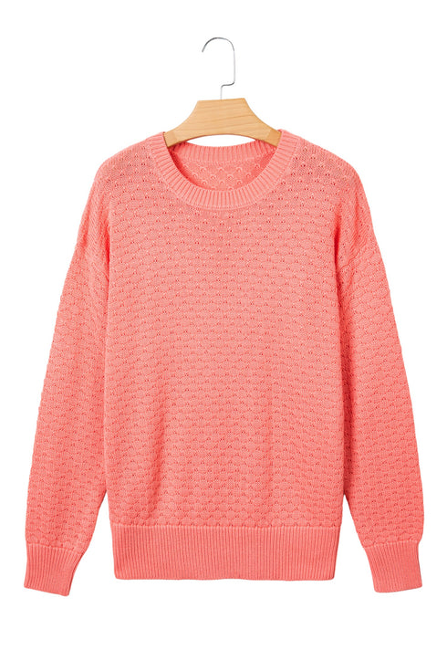 Drop Shoulder Ribbed Knit Long Sleeve Sweater