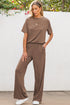 Casual Solid T Shirt Wide Leg Pant Set