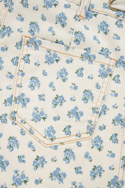 Grommet Knot Waist Floral Barrel Jeans