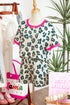 Western Style Leopard Print Contrast Trim Short Set