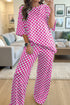 Checkered Print Half Sleeve Two Piece Loungewear Set