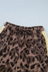 Leopard Print Long Sleeve V Neck Wide Leg Pant Set