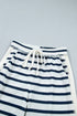 Striped Ribbed Cuff Collar Pocket Loose Pant Set