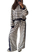 Striped Relaxed Long Sleeve Top Drawstring Pant Set