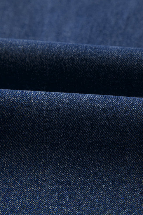 High Rise Straight Loose Raw Hem Cuffed Jeans