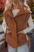 Faux Fur Sherpa Fleece Snap Button Knot Side Vest