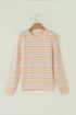 Viscose Striped Pattern Crew Neck Knit Sweater