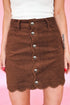 Button Front Corduroy Mini Pockets Sheath Silhouette Skirt