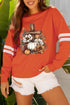 Floral Pumpkin Cross Print Banded Sleeve Graphic Sweatshirt