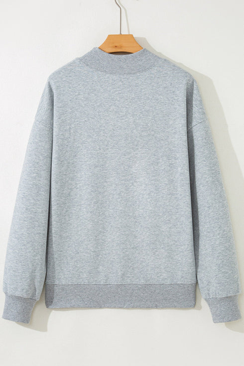 Sequin Pumpkin Face Graphic Mock Neck Sweatshirt