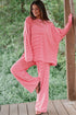 Striped Drop Shoulder Long Sleeve Pant Set