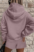 Button Drawstring Hooded Pullover Casual Short Set