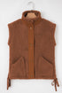 Faux Fur Sherpa Fleece Snap Button Knot Side Vest