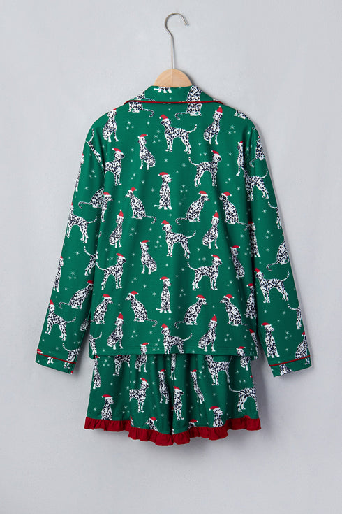 Dog Print Long Sleeve Two Piece Shift Lounge Set